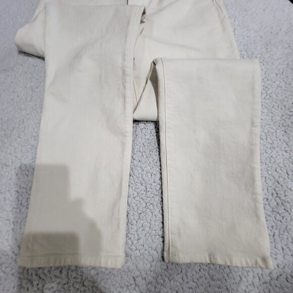Madewell Women's Off White Cotton Solid Mid Rise Straight Leg Jeans 28 - Picture 2 of 5